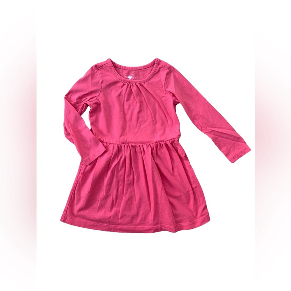 Primary Size 3 Pink Long Sleeve Pocket Dress